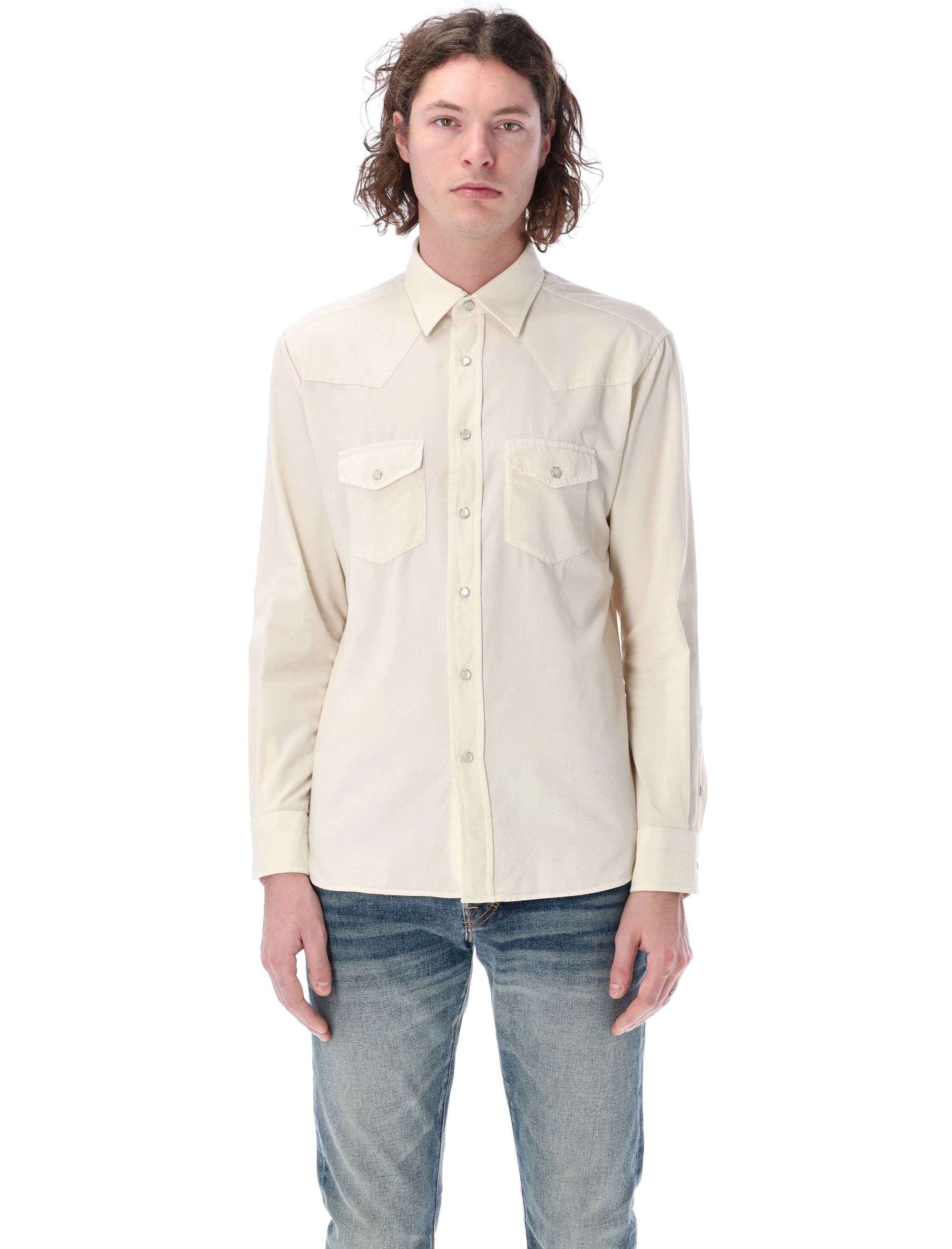 Ribbed cotton shirt, color OFF WHITE | Spazio Pritelli Official Website