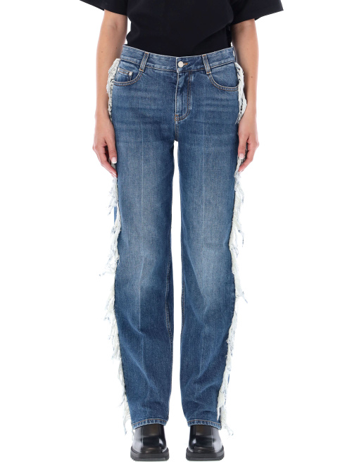 Fringed straight leg jeans - Winter sales | Spazio Pritelli