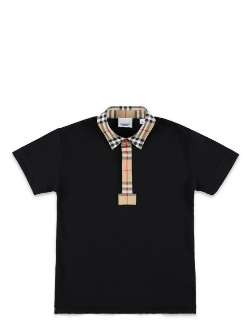 Vintage check trim cotton piqué polo shirt - Kids | Spazio Pritelli