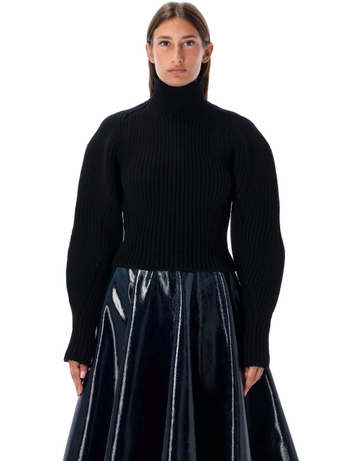 High-neck knit balloon-sleeved sweater - Knitwear | Spazio Pritelli