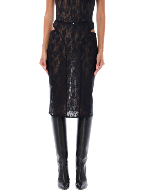 Lace cut-out midi skirt - Clothing | Spazio Pritelli