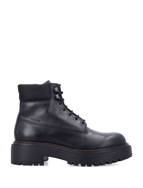 Leather combact boots - PRADA | Spazio Pritelli