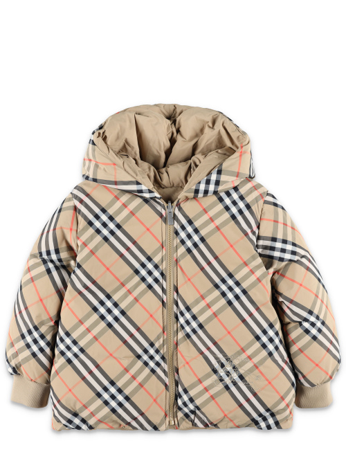 Kid - Reversible check nylon puffer jacket - Designers | Spazio Pritelli
