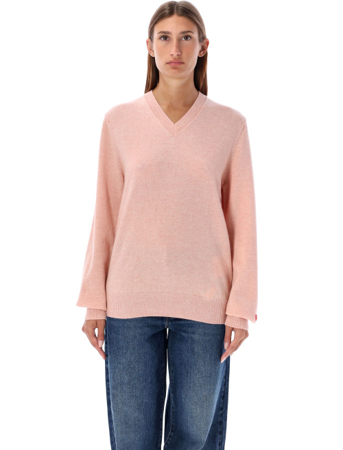 Red heart mini patch V-neck - Knitwear | Spazio Pritelli