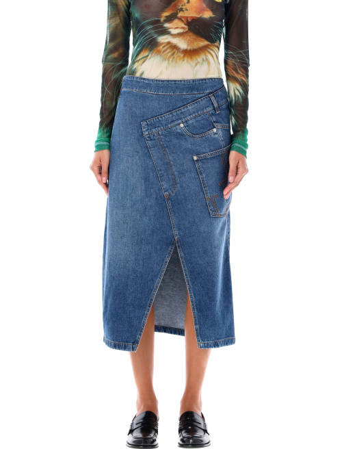 Denim twisted midi skirt - Sales | Spazio Pritelli