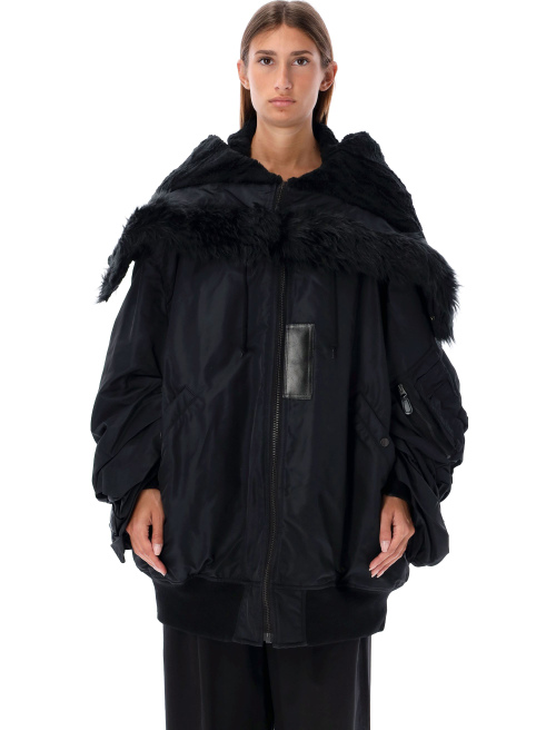 Oversized bomber jacket with faux fur collar - Woman | Spazio Pritelli