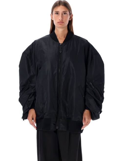 Oversized bomber jacket with ruched sleeves - Woman | Spazio Pritelli