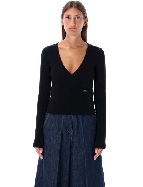 V-neck knit patch logo - Sales | Spazio Pritelli