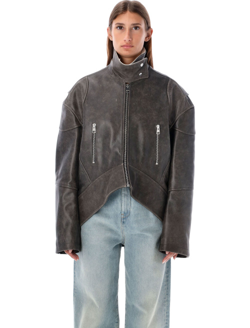 Curved hem leather jacket - Woman | Spazio Pritelli