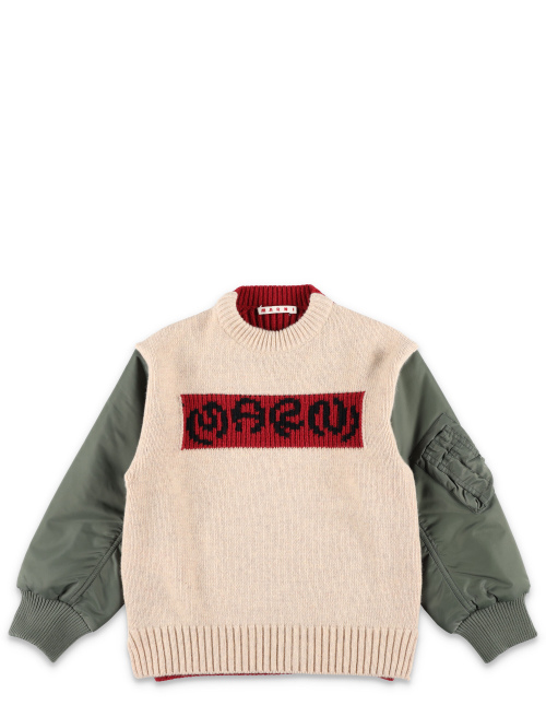 Kid - Hybrid knit and bomber sleeve sweater - Girl | Spazio Pritelli