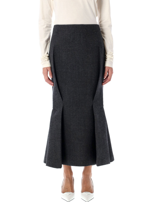 Aged-effect textured rush-stitch midi-skirt - Midi skirt | Spazio Pritelli