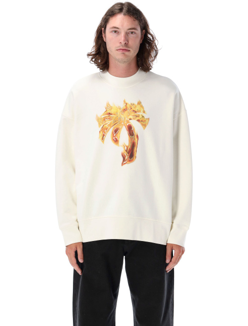 Crew neck burning palm t-shirt - Fleece | Spazio Pritelli