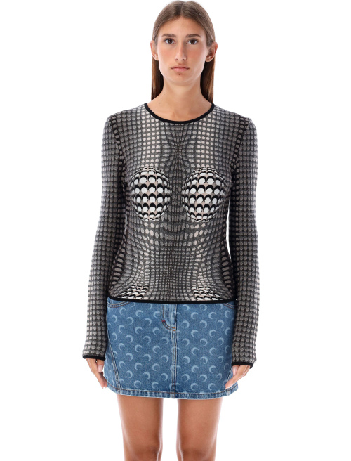 Moon skin jacquard knit fitted sweater - Clothing | Spazio Pritelli