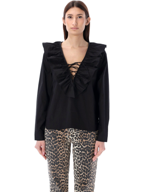 Ruffle V-neck shirt - Shirt | Spazio Pritelli