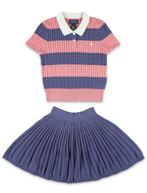 Kid - Cable knit polo and skirt set - Girl Apparel | Spazio Pritelli