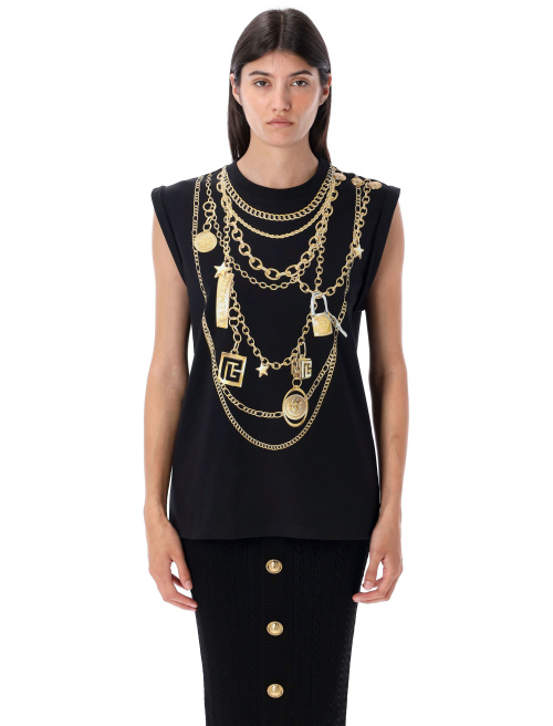 Trompe-l'œil Collier print vest top - T-shirt | Spazio Pritelli