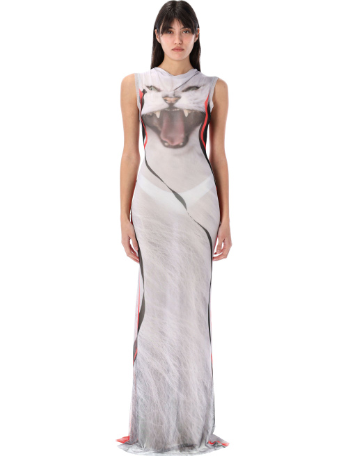 Mesh printed maxi dress - Apparel | Spazio Pritelli