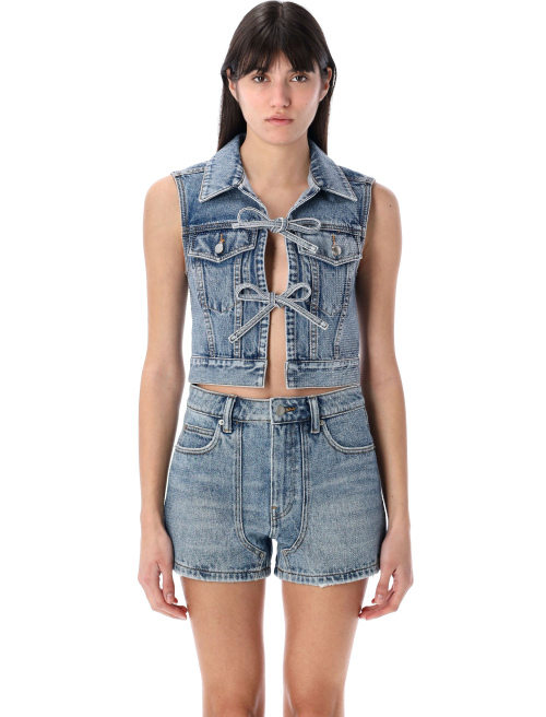 Clear Bead Hotfix denim vest - Apparel | Spazio Pritelli