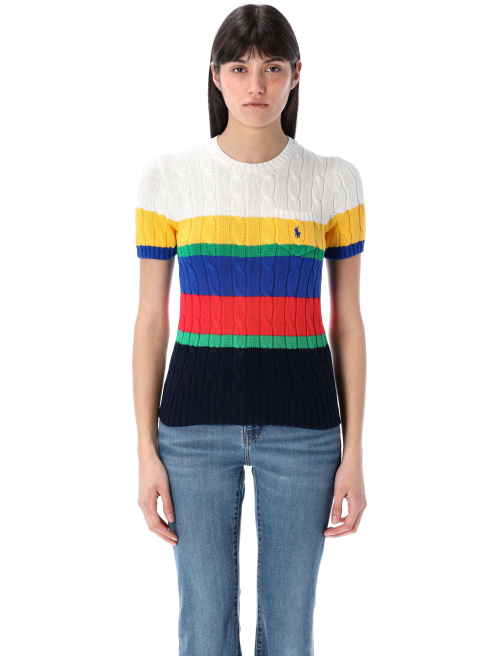Striped cable short-sleeve jumper - Knitwear | Spazio Pritelli