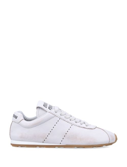 Plume bleached nappa leather woman's sneakers - MIU MIU | Spazio Pritelli