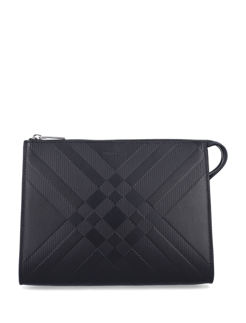 Embossed check leather pouch - Pouch | Spazio Pritelli