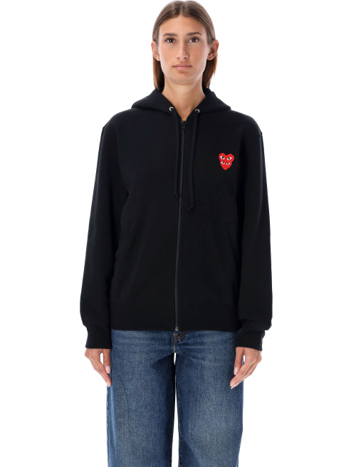 Zipped hoodie with double heart patch - Fleece | Spazio Pritelli