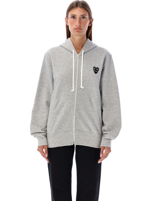 Zipped hoodie with black double-heart patch - Fleece | Spazio Pritelli