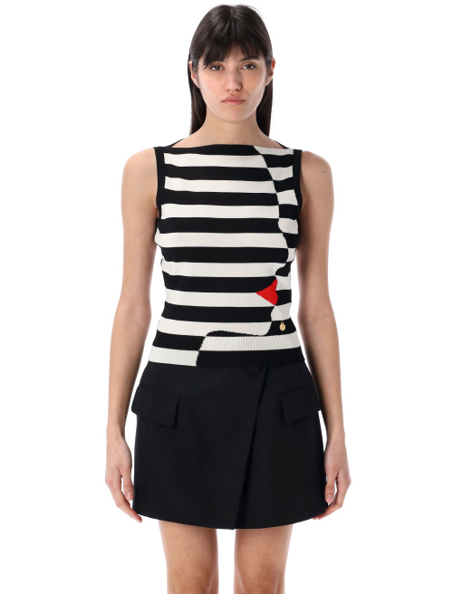 Knit Marinière top with face motif - Top | Spazio Pritelli