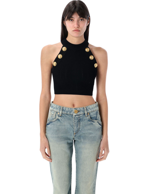 6-button knit halterneck top - Apparel | Spazio Pritelli