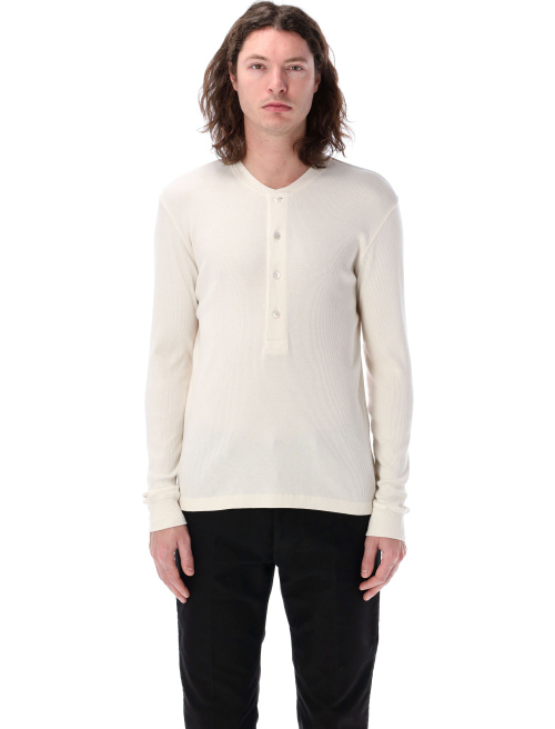 Cotton and modal rib Henley - T-shirt | Spazio Pritelli
