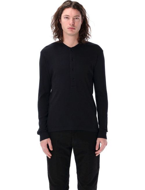 Cotton and modal rib Henley - T-shirt | Spazio Pritelli