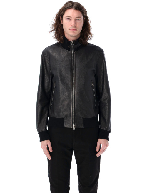 Grain leather funnel bomber - Apparel | Spazio Pritelli