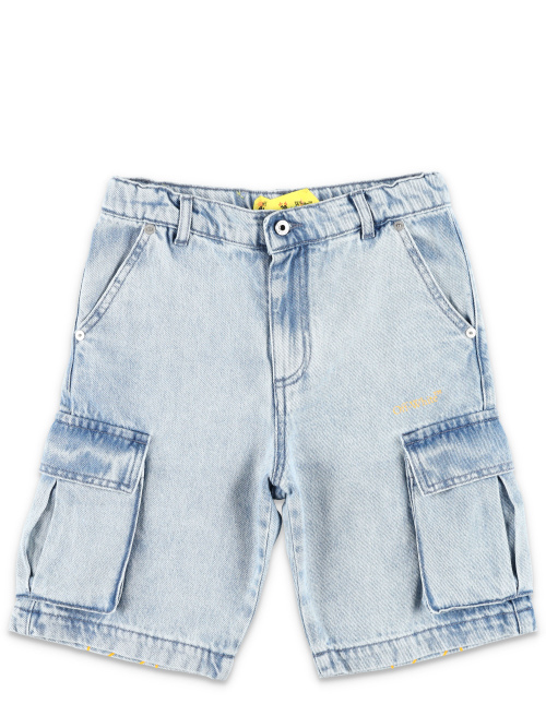 Kid - Diagonal Bookish cargo denim shorts - Boy apparel | Spazio Pritelli