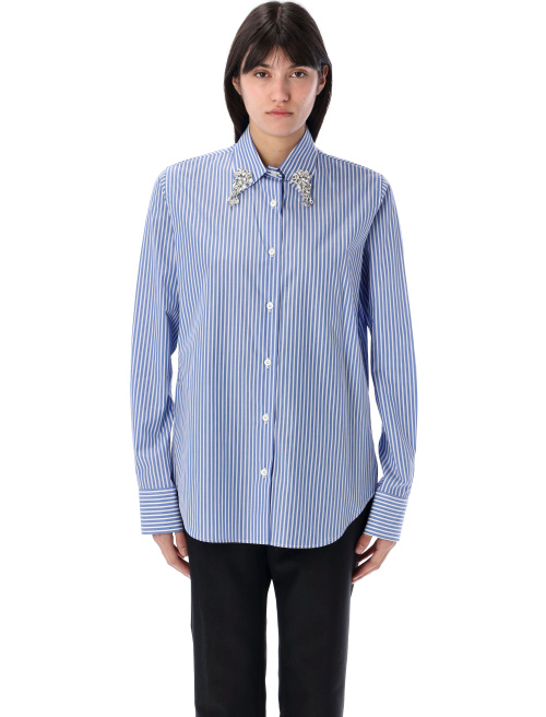 Embroidered stripe poplin shirt - Shirt | Spazio Pritelli