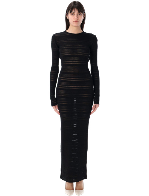 Striped sheer knit long dress - Long dress | Spazio Pritelli