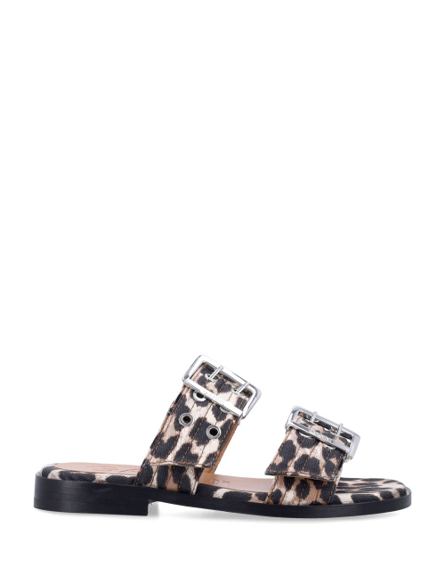 Denim Feminine buckle two-strap sandals - Shoes | Spazio Pritelli