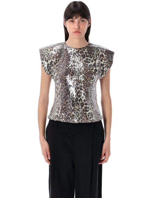 Leopard print sequined top - Top | Spazio Pritelli