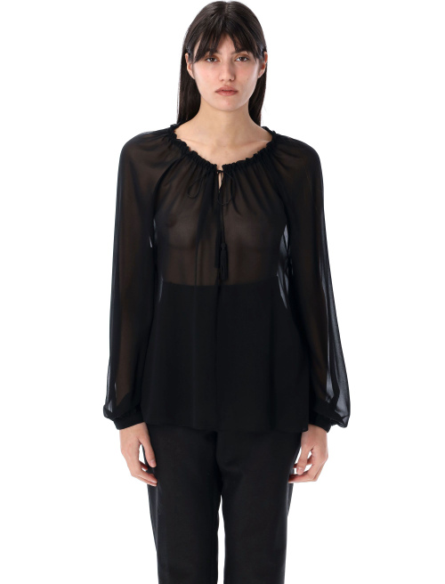 Silk blouse with drawstring - Shirt | Spazio Pritelli