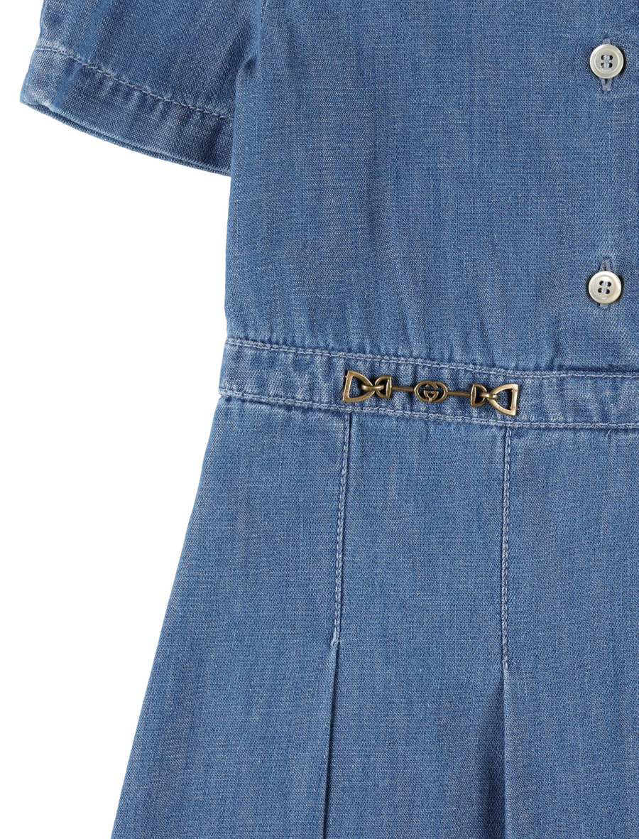 Horsebit denim dress, color LBLUE Spazio Pritelli Official site