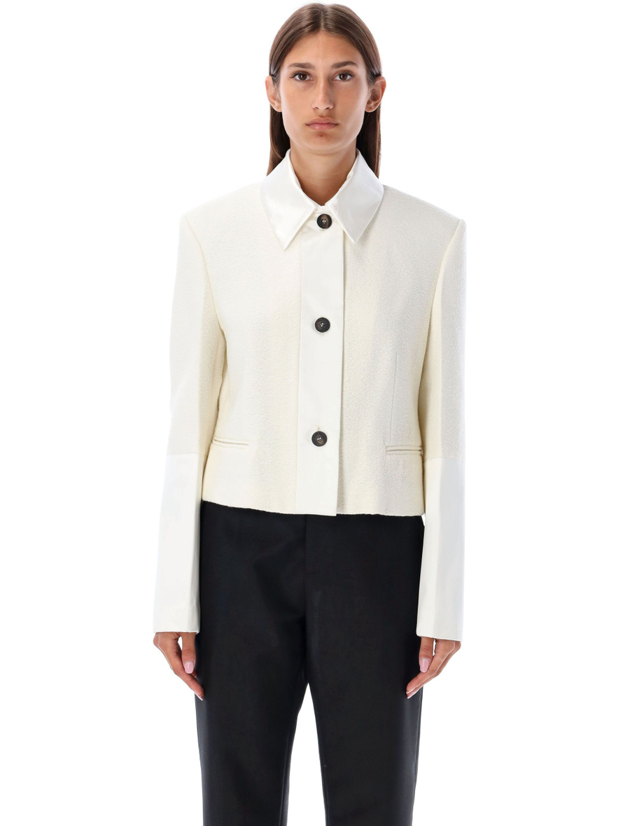 Short jacket with satin inserts - Spazio Pritelli