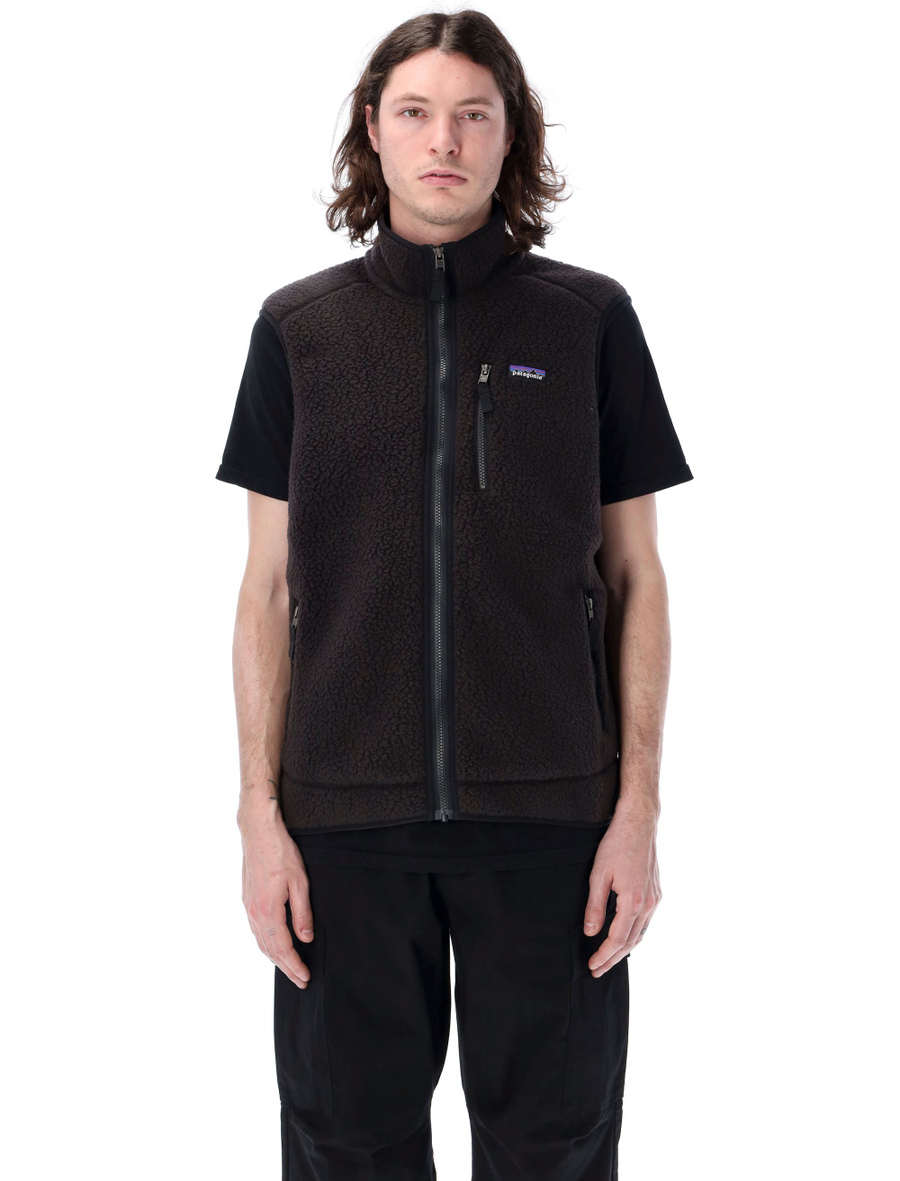 Retro pile vest color BLACK Spazio Pritelli Official Website