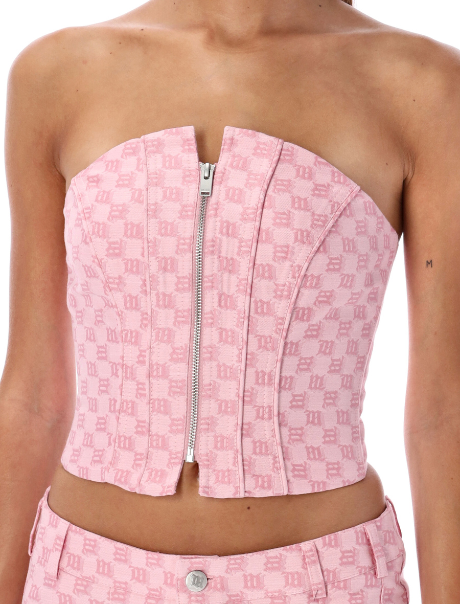 Jacquard canvas monogram corset top - Spazio Pritelli