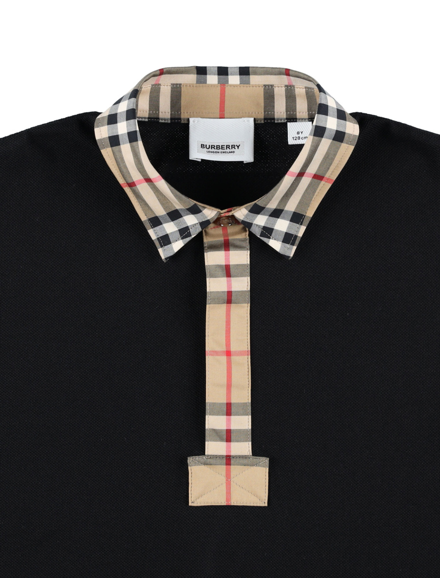 Vintage check trim cotton piqué polo shirt - Spazio Pritelli