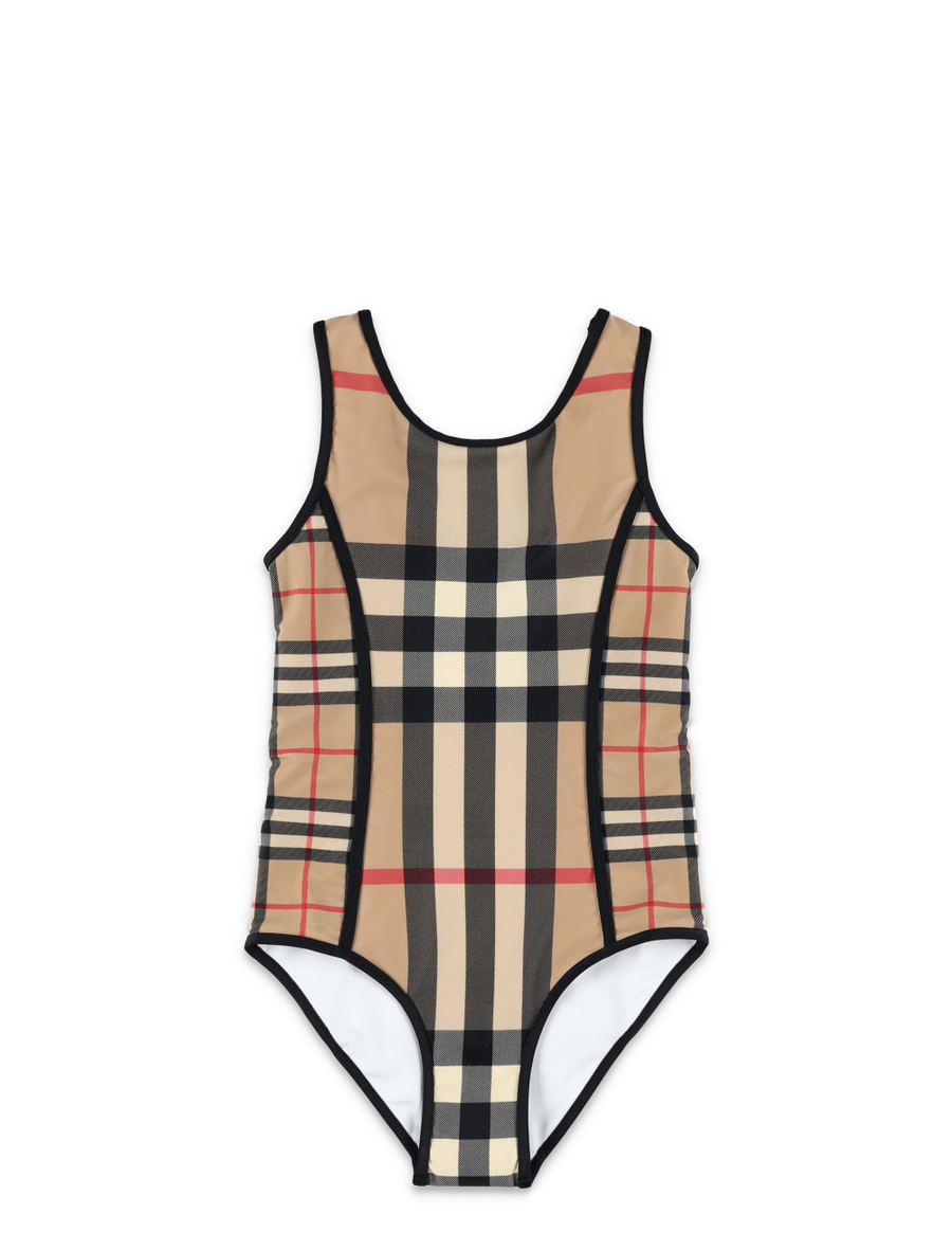 Contrast check stretch nylon swimsuit - Spazio Pritelli
