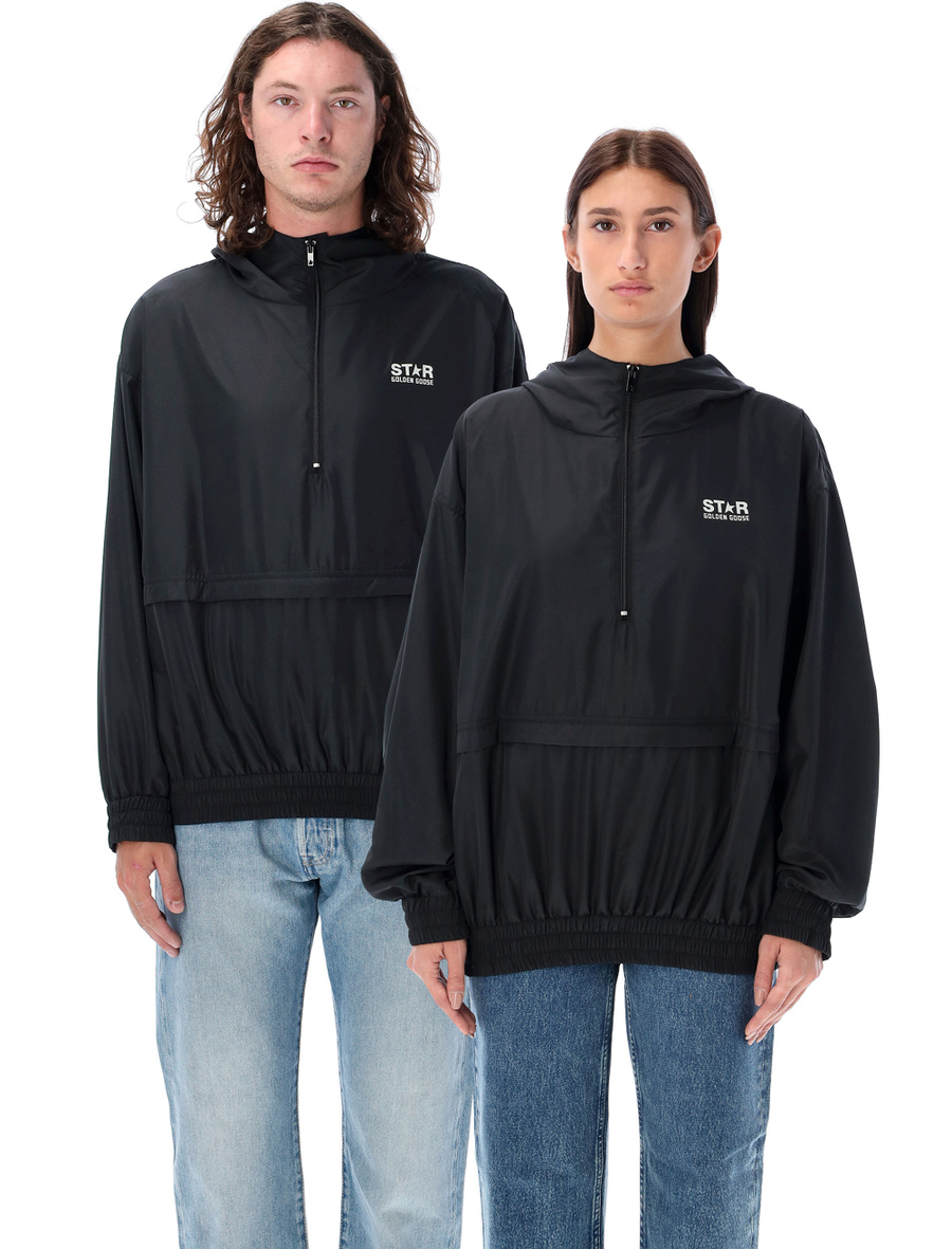 Black windbreaker with hood - Spazio Pritelli