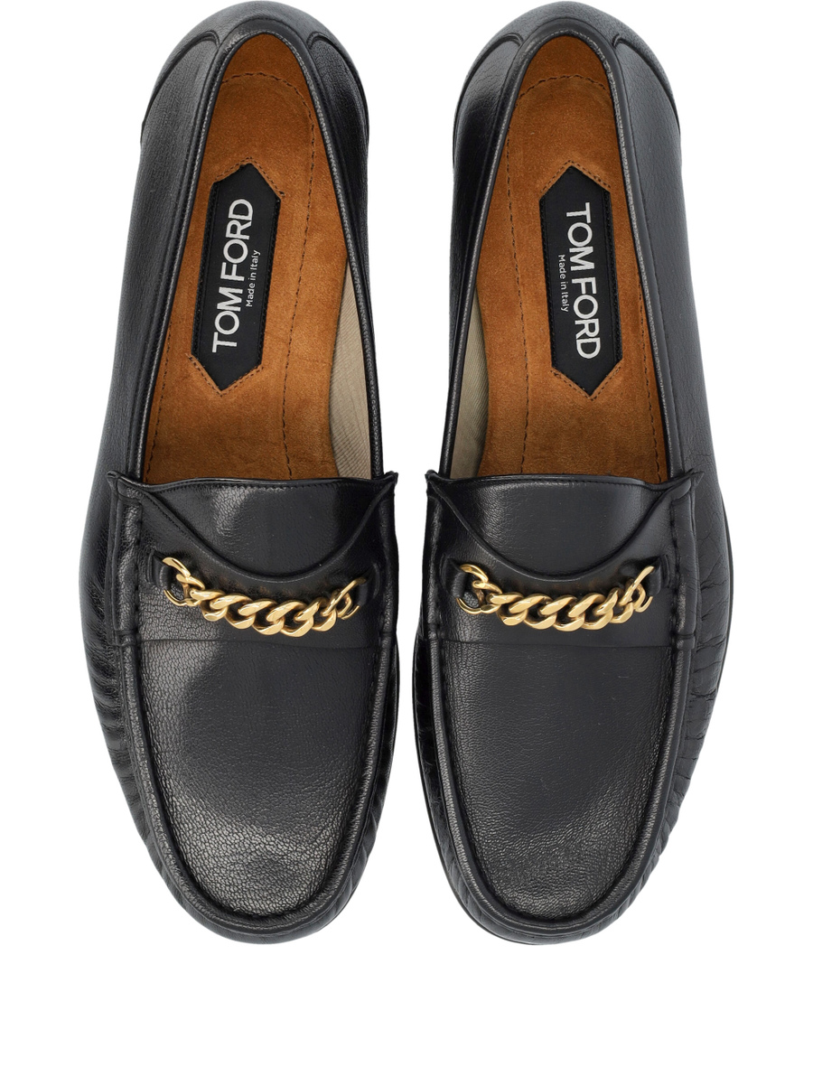 Grain leather york chain loafer - Spazio Pritelli