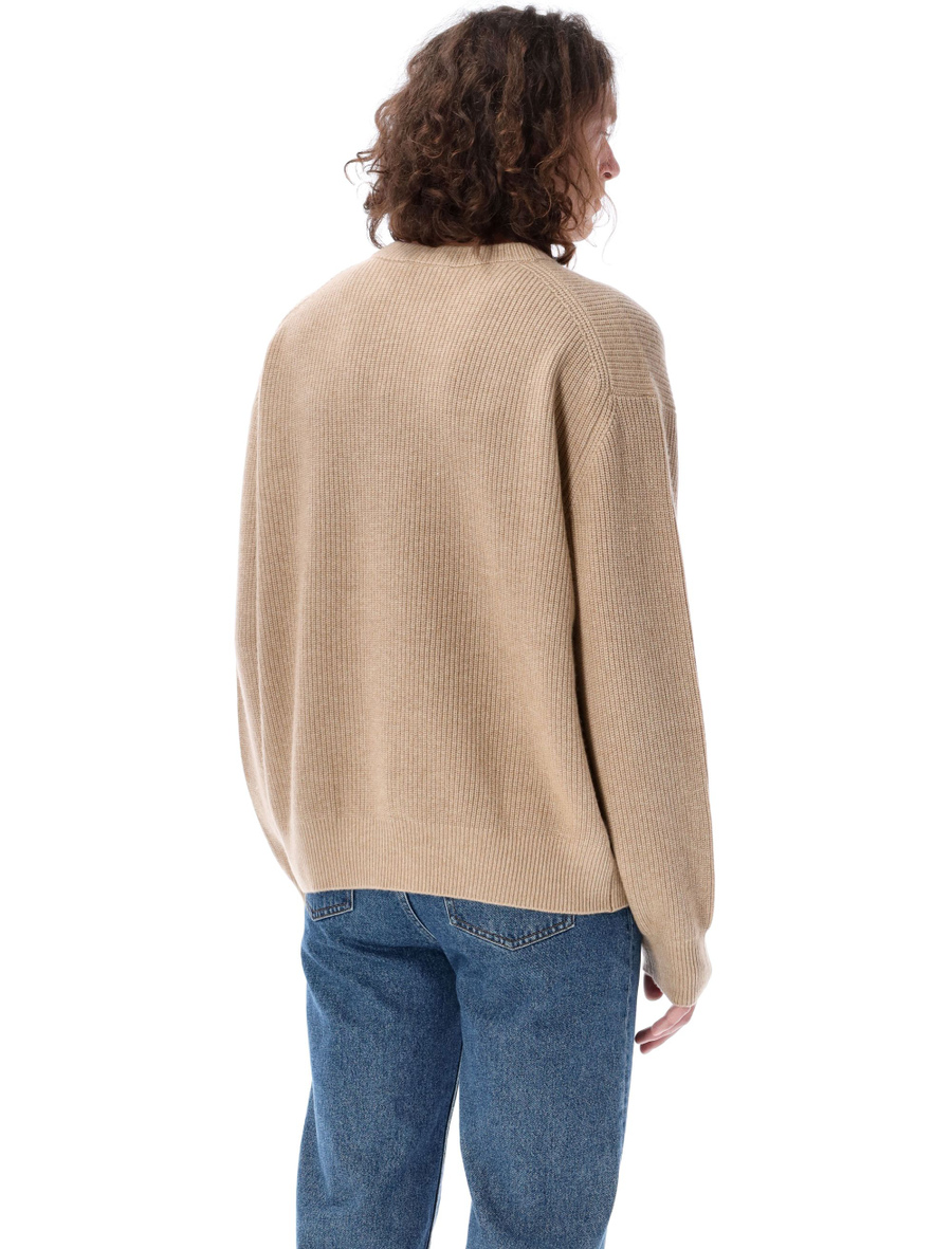 Bold fox head patch comforti ribbed jumper, color BEIGE