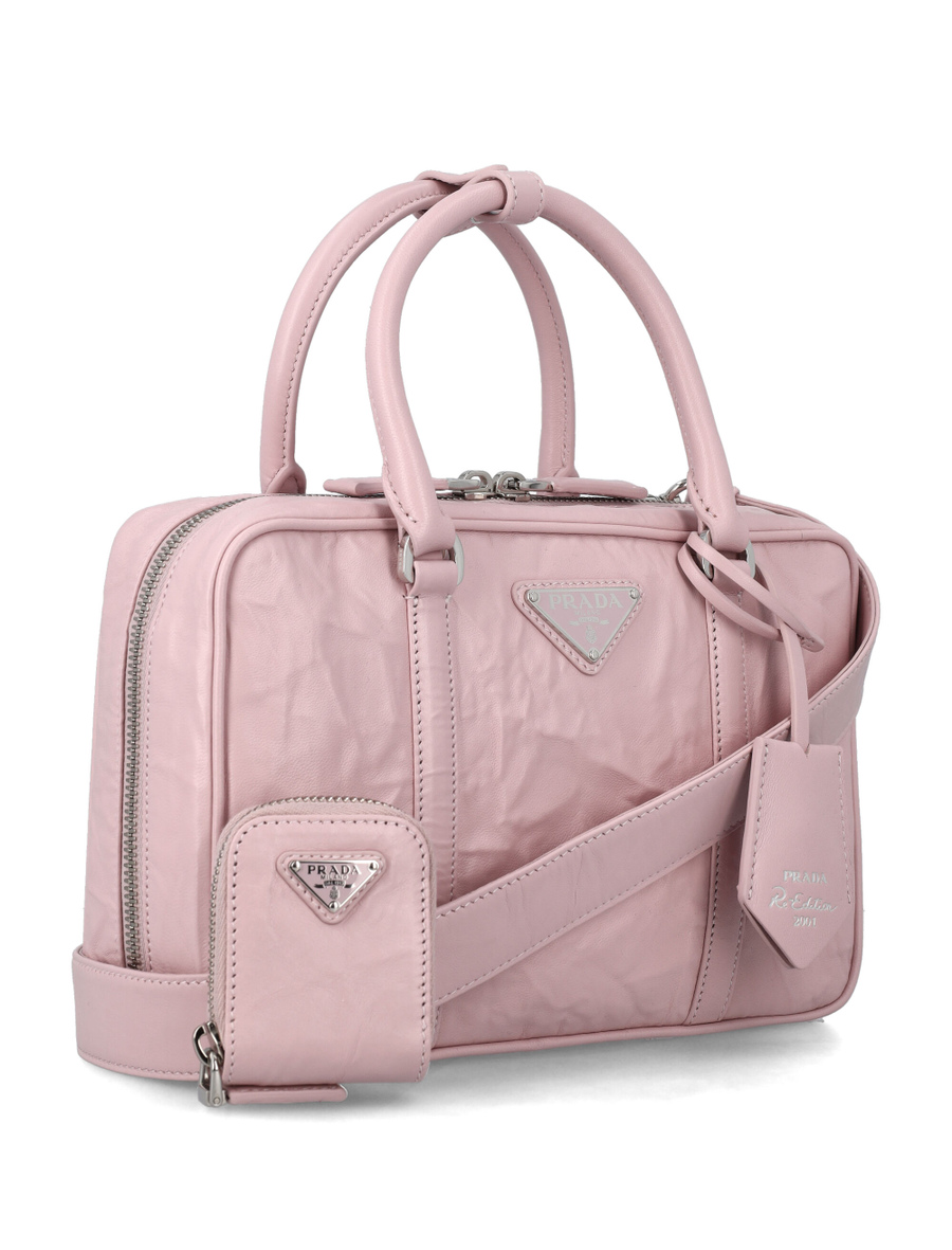 Small antique nappa leather top handle bag, color ALBASTER Spazio