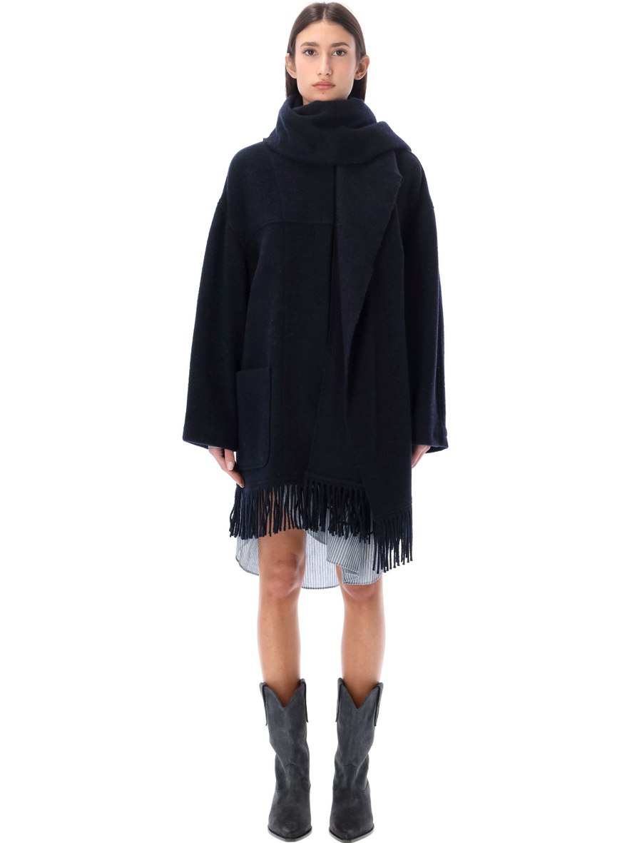 Faty fringes wool coat - Spazio Pritelli