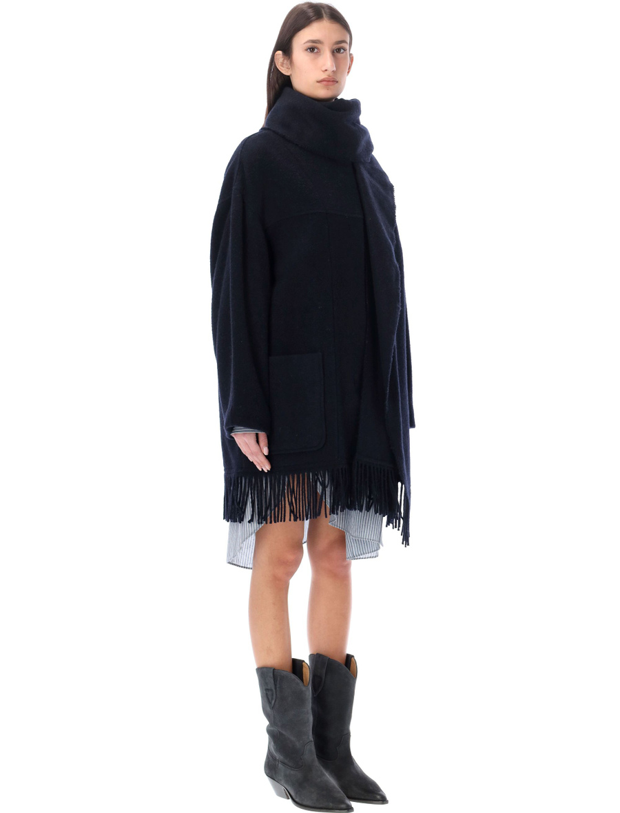 Faty fringes wool coat - Spazio Pritelli